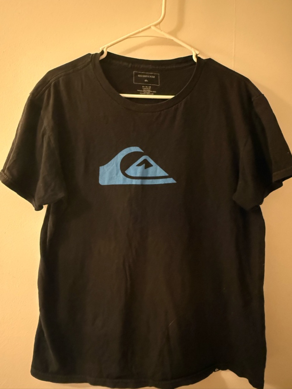 Quiksilver Black Short Sleeve Tee with Blue Logo